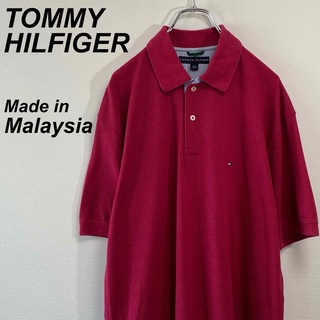 トミーヒルフィガー(TOMMY HILFIGER)の古着 トミーヒルフィガー 半袖 ポロシャツ L 刺繍ロゴ マレーシア製(ポロシャツ)