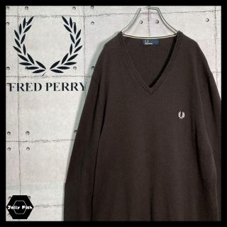 フレッドペリー(FRED PERRY)の【希少】FRED PERRY/フレッドペリー ワンポイント刺繍ロゴ セーター 黒(ニット/セーター)