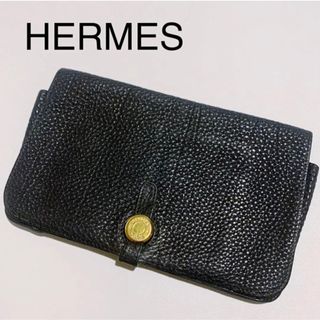 エルメス(Hermes)のHERMES エルメス ドゴン レザー 財布 長財布 ユニセックス 黒(財布)