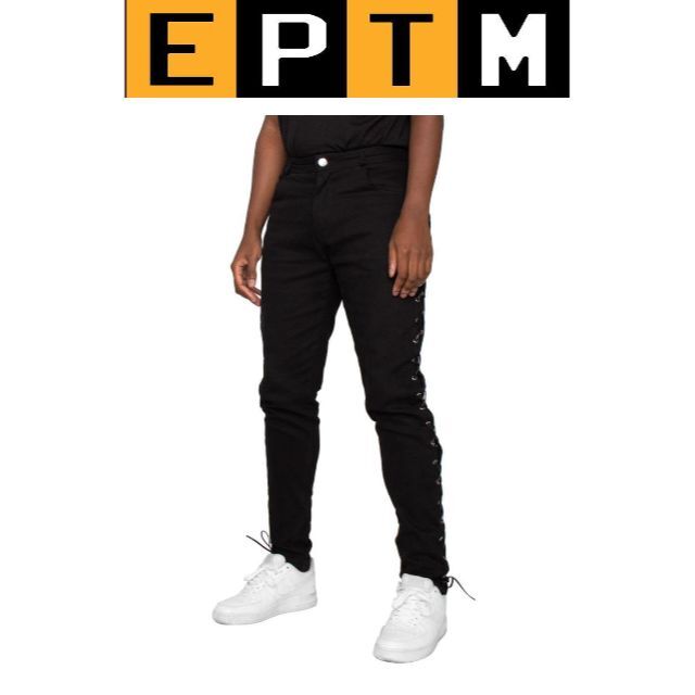 EPTM(エピトミ)のEPTM アイレットパンツ ストレッチパンツ ブラック×ブラック L メンズのパンツ(デニム/ジーンズ)の商品写真