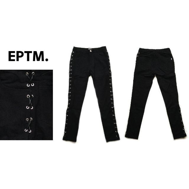 EPTM(エピトミ)のEPTM アイレットパンツ ストレッチパンツ ブラック×ブラック L メンズのパンツ(デニム/ジーンズ)の商品写真