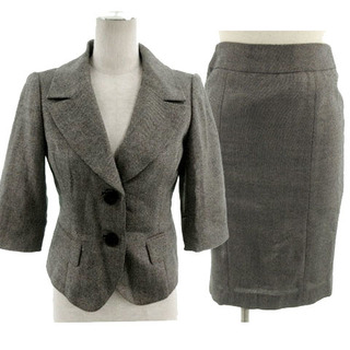 アンクライン(ANNE KLEIN)のアンクライン スカートスーツ ジャケット スカート ミディ ラメ グレー 黒 5(スーツ)