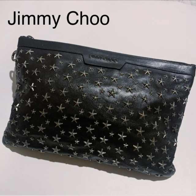 JIMMY CHOO(ジミーチュウ)の【定価¥166320】ジミーチュウ クラッチバッグ スタッズ 黒 レザー 本物 レディースのバッグ(クラッチバッグ)の商品写真