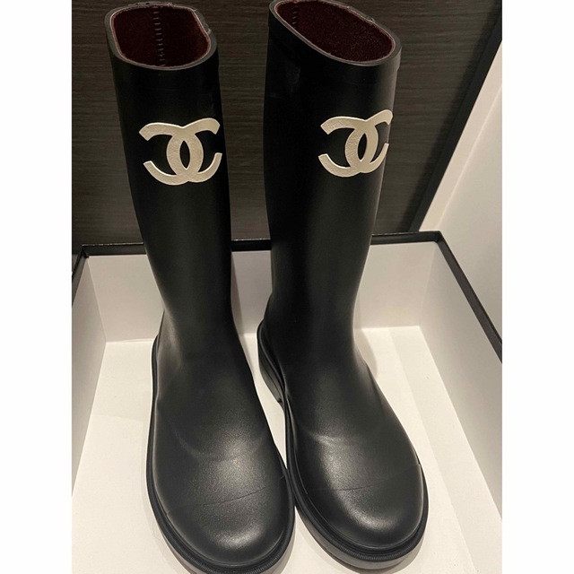 シャネル CHANEL レインブーツ ブラック37