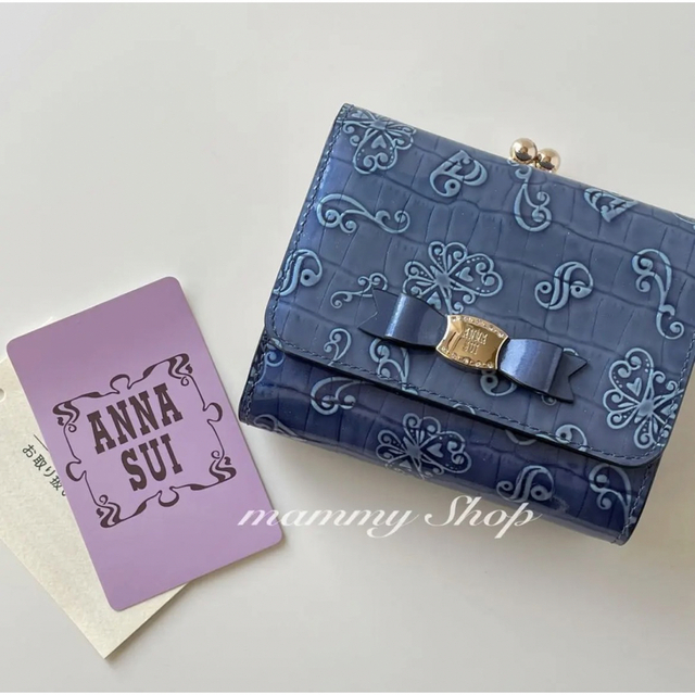 未使用】ANNA SUI アナスイ ラメ リボン 二つ折り財布-