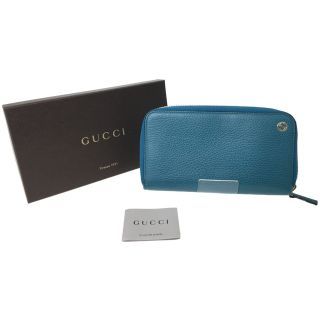 グッチ(Gucci)の▼▼GUCCI グッチ アウトレット ラウンドジップ 長財布 インターロッキングG 449347 ブルーグリーン(財布)