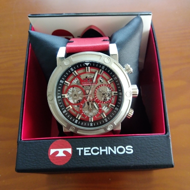 TECHNOS(テクノス)の新品 TECHNOS テクノス 正規品 腕時計 レザーベルト クロノグラフ クォ メンズの時計(腕時計(デジタル))の商品写真