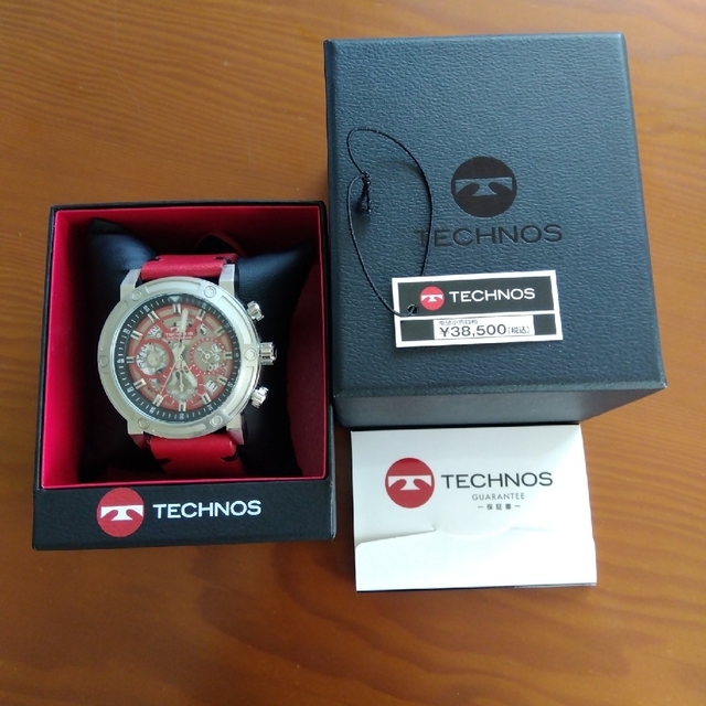 12800円 腕時計 テクノス クロノグラフ レザーベルト TECHNOS 新品