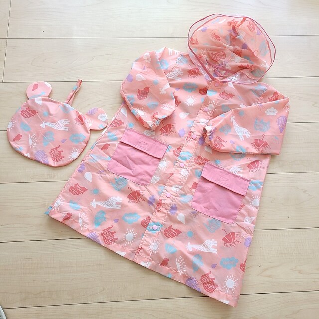 レインコート　女の子　キッズ　100～110cm　雨合羽 キッズ/ベビー/マタニティのキッズ服女の子用(90cm~)(その他)の商品写真