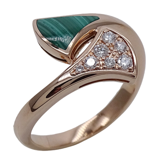 BVLGARI - ブルガリ  リング 指輪  ダイヤモンド マラカイト 750PG ディーヴァ