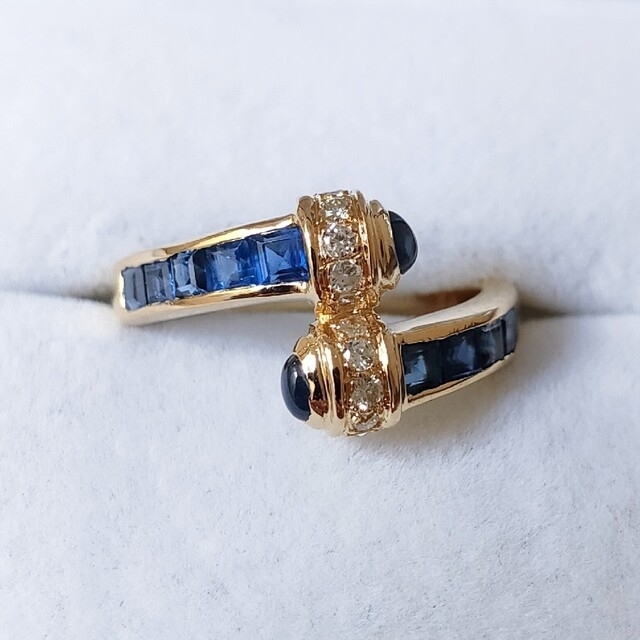 ダイヤモンド×サファイア リング K18YG 1.12ct 4.0g アクセサリー
