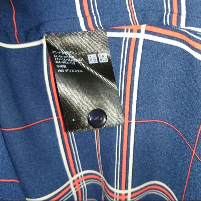 UNIQLO(ユニクロ)のUNIQLO ユニクロ 長袖シャツ チェック 紺色×赤×白 XL プラスサイズ レディースのトップス(シャツ/ブラウス(長袖/七分))の商品写真