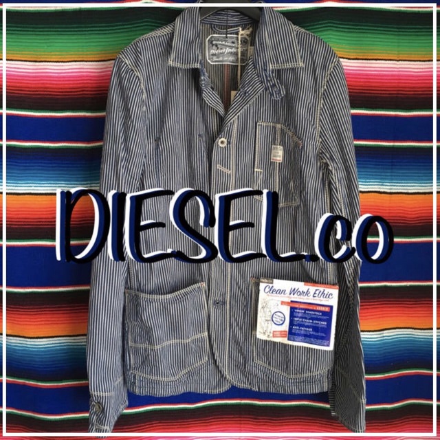 DIESEL(ディーゼル)のDIESELディーゼル限定ヒッコリーカバーウォールデザインジャケットM メンズのジャケット/アウター(カバーオール)の商品写真