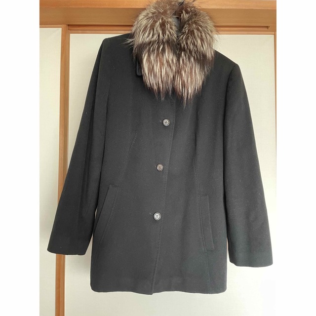 自由区 カシミア100% シルバーフォックスファー カシミアコート