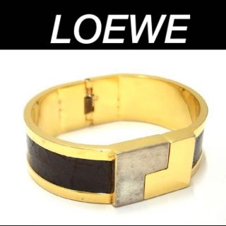 ロエベ(LOEWE)の【美品】☆LOEWE ロエベ バングル 腕輪 ブラウン系×ゴールド系 M(ブレスレット/バングル)