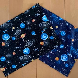 宇宙柄　ちょっと小さめランチマット　2枚セット　ハンドメイド(弁当用品)