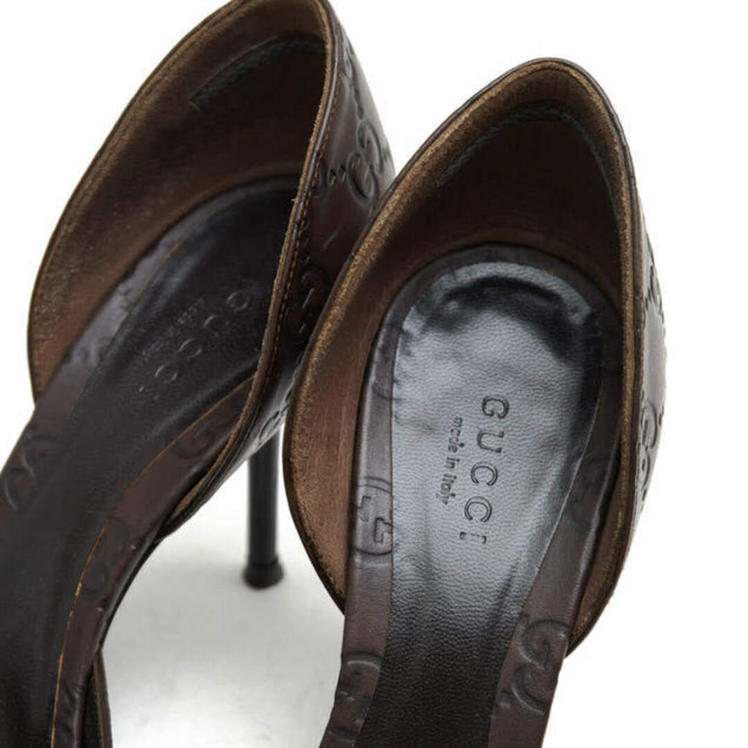 Gucci(グッチ)のグッチ／GUCCI パンプス シューズ 靴 レディース 女性 女性用レザー 革 本革 ダークブラウン 茶 ブラウン  317029 GGシマ レディースの靴/シューズ(ハイヒール/パンプス)の商品写真