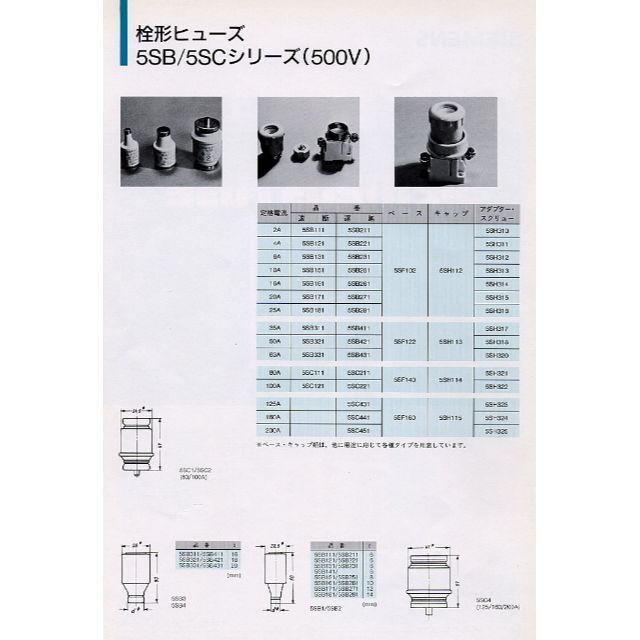 5SB421 50A500VAC シーメンス栓形ヒューズ 5本セット 3