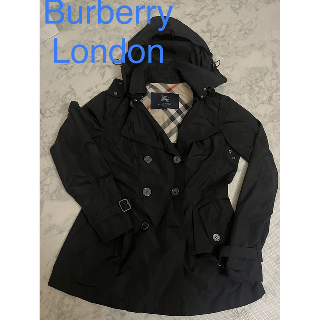 美品 バーバリー ロンドン ショートトレンチコート レディース黒 BURBERRY 売上No.1
