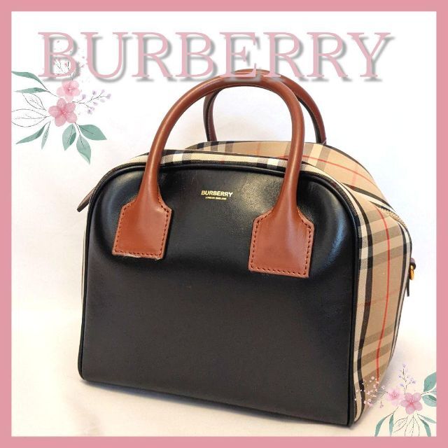 BURBERRY - ♥BURBERRY正規品♥美品 レザー×キャンバスチェック ハンドバッグ