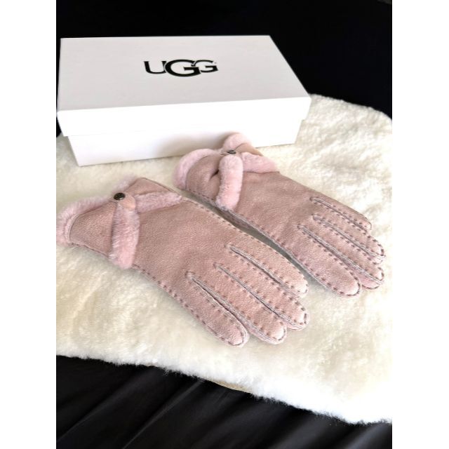 【美品】UGG シープスキン ターンボウ グローブ ブラック