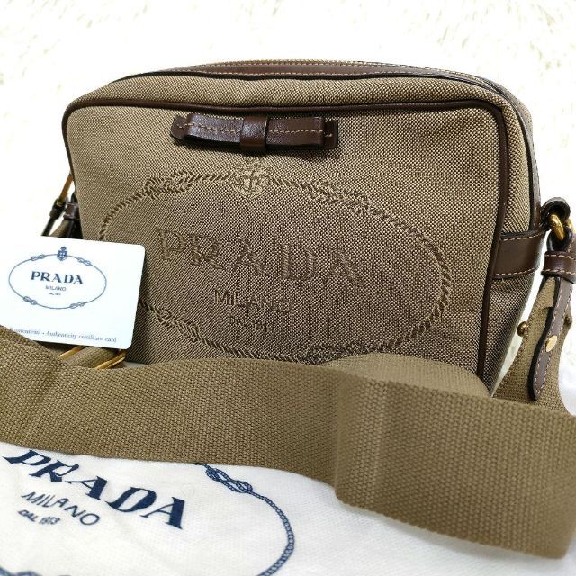 新品本物 極美品✨PRADA - PRADA カメラバッグ 肩掛け 刺繍 ジャガード 