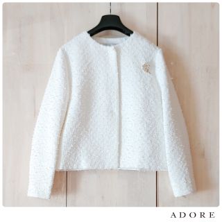 ADORE - アドーア*ノーカラージャケット リネン Aライン 羽織り 36の