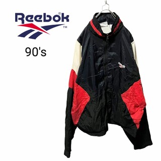【Reebok】90's ロゴ刺繍 マルチカラー ナイロンジャケット A-345(ナイロンジャケット)