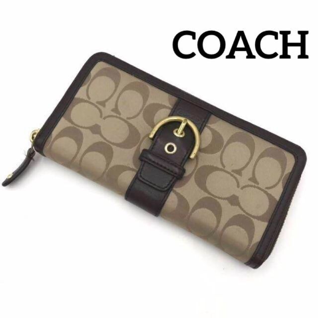 COACH(コーチ)の『COACH』コーチ シグネチャーラウンドジップ長財布 レディースのファッション小物(財布)の商品写真