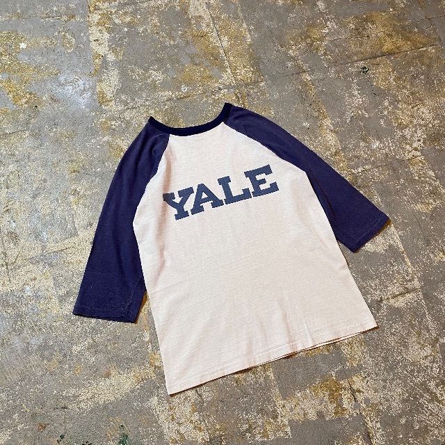 VELVA SHEEN(ベルバシーン)の60s ベルバシーン YALE ラグランTシャツ(七分) USA製 ネイビー L メンズのトップス(Tシャツ/カットソー(七分/長袖))の商品写真