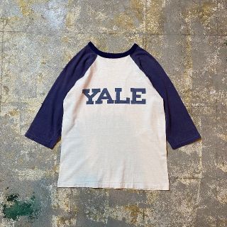 60s ベルバシーン YALE ラグランTシャツ(七分) USA製 ネイビー L