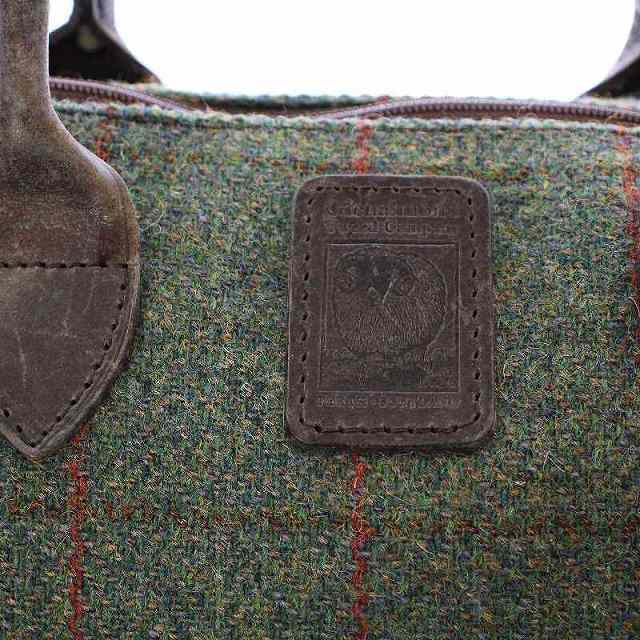 Harris Tweed(ハリスツイード)のハリスツイード ハンドバッグ 筒型 レザー ツイード 緑 グリーン 茶 ブラウン レディースのバッグ(ハンドバッグ)の商品写真