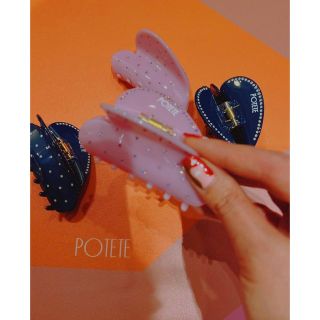 POTETE 新作ハートクリップ  2色セット(ヘアアクセサリー)