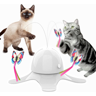 ✨猫 おもちゃ ✨自動  猫じゃらし 電動 360度回転センサー付き蛍光効果(猫)