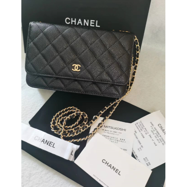高品質の人気 CHANEL - チェーンウォレット ブラック シャネル CHANEL ショルダーバッグ