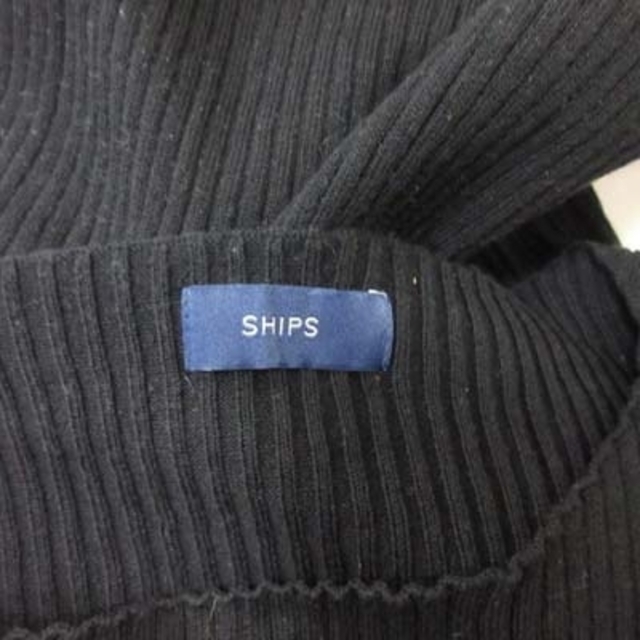 SHIPS(シップス)のシップス カットソー リブ 半袖 黒 ブラック /YI レディースのトップス(カットソー(半袖/袖なし))の商品写真