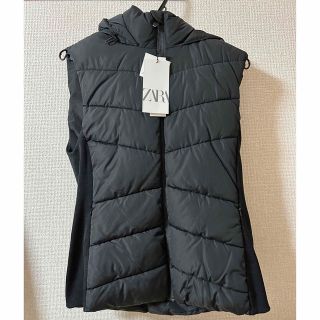 ZARA 中綿キルティング ベスト L～XL ブルーグレー  ジップアップ