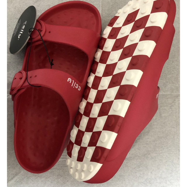 ccilu(チル)のhorizon check sandal ホライズン チェック サンダル RED メンズの靴/シューズ(サンダル)の商品写真
