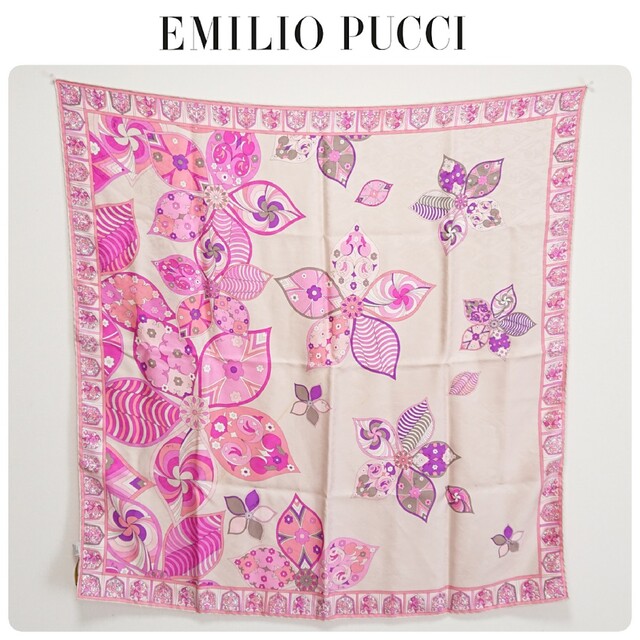 エミリオ・プッチ EMILIO PUCCI カレ スカーフ シルク ピンク-