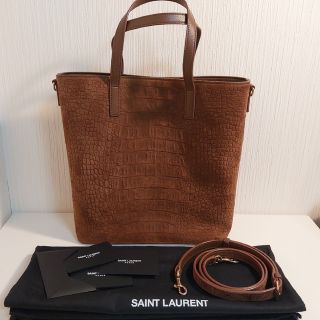サンローラン トイショッピング 2wayバッグ クロコ型押し スエード