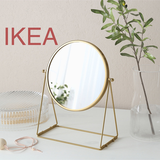 イケア(IKEA)の【新品】IKEA イケア ミラー ゴールド 17cm（ラスビーン ）(卓上ミラー)