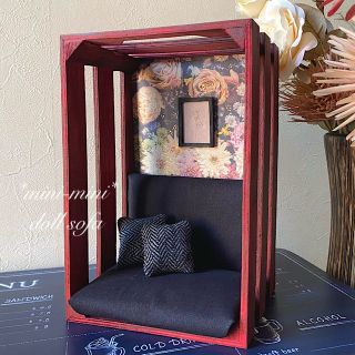 木製ソファーBox*:・ ハンドメイド　ドールソファー　ドールハウス(ミニチュア)