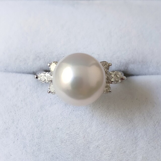 ダイヤモンド×パール アコヤ真珠 リング Pt900 9.5mm  0.41ct レディースのアクセサリー(リング(指輪))の商品写真