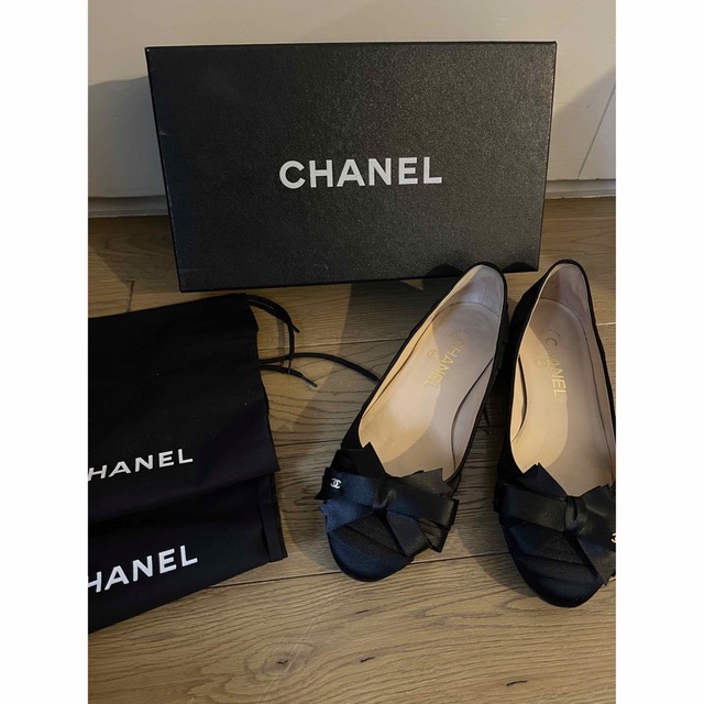 CHANEL フラット バレエ シューズ 37 BLACK