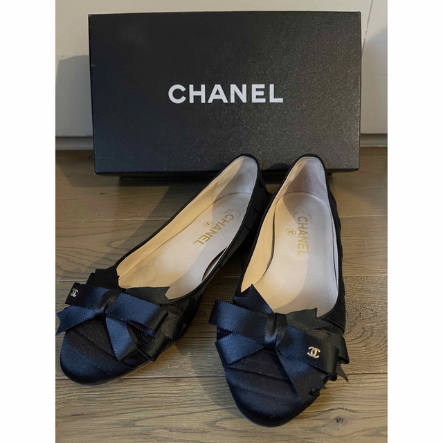 CHANEL フラット バレエ シューズ 37 BLACK