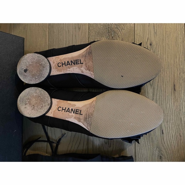 CHANEL フラット バレエ シューズ 37 BLACK