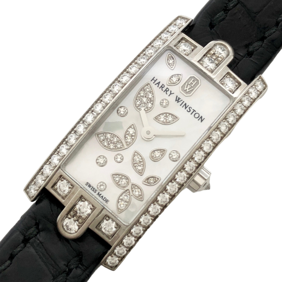 ハリーウィンストン HARRY WINSTON アヴェニューCミニ リリークラスター AVCQHM16WW049 K18WG クオーツ レディース 腕時計