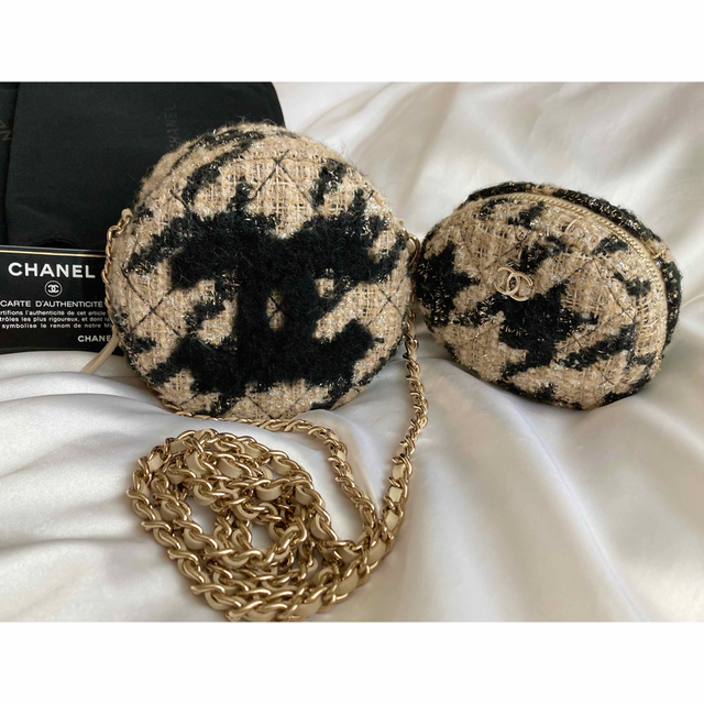 激安 CHANEL - 極美品♡シャネル CHANEL ツイード 千鳥柄 ラウンド チェーンバッグ ショルダーバッグ 激安 CHANEL - 極美品♡シャネル CHANEL ツイード 千鳥柄 ラウンド チェーンバッグ ショルダーバッグ