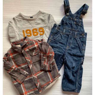 ギャップキッズ(GAP Kids)のbabyGAP  3点セット　トレーナー　ボアシャツ　サロペット(Tシャツ/カットソー)