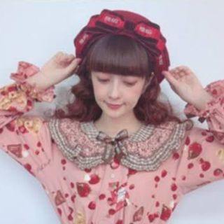 PINKHOUSE ×misako aoki リボン付きベレー帽 アカ - ハンチング/ベレー帽